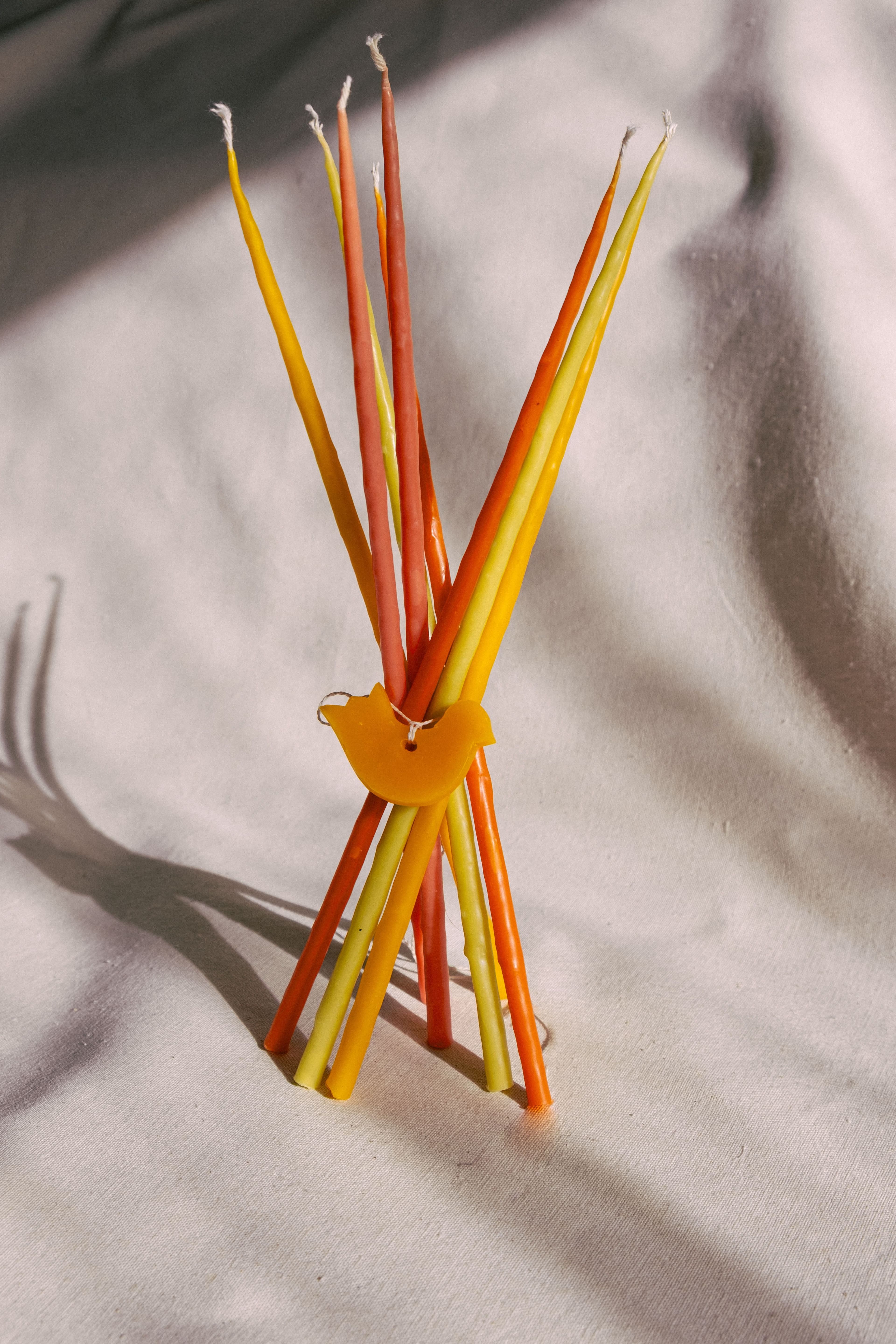 Набір свічок литих з воску та підвіска пташечка 4