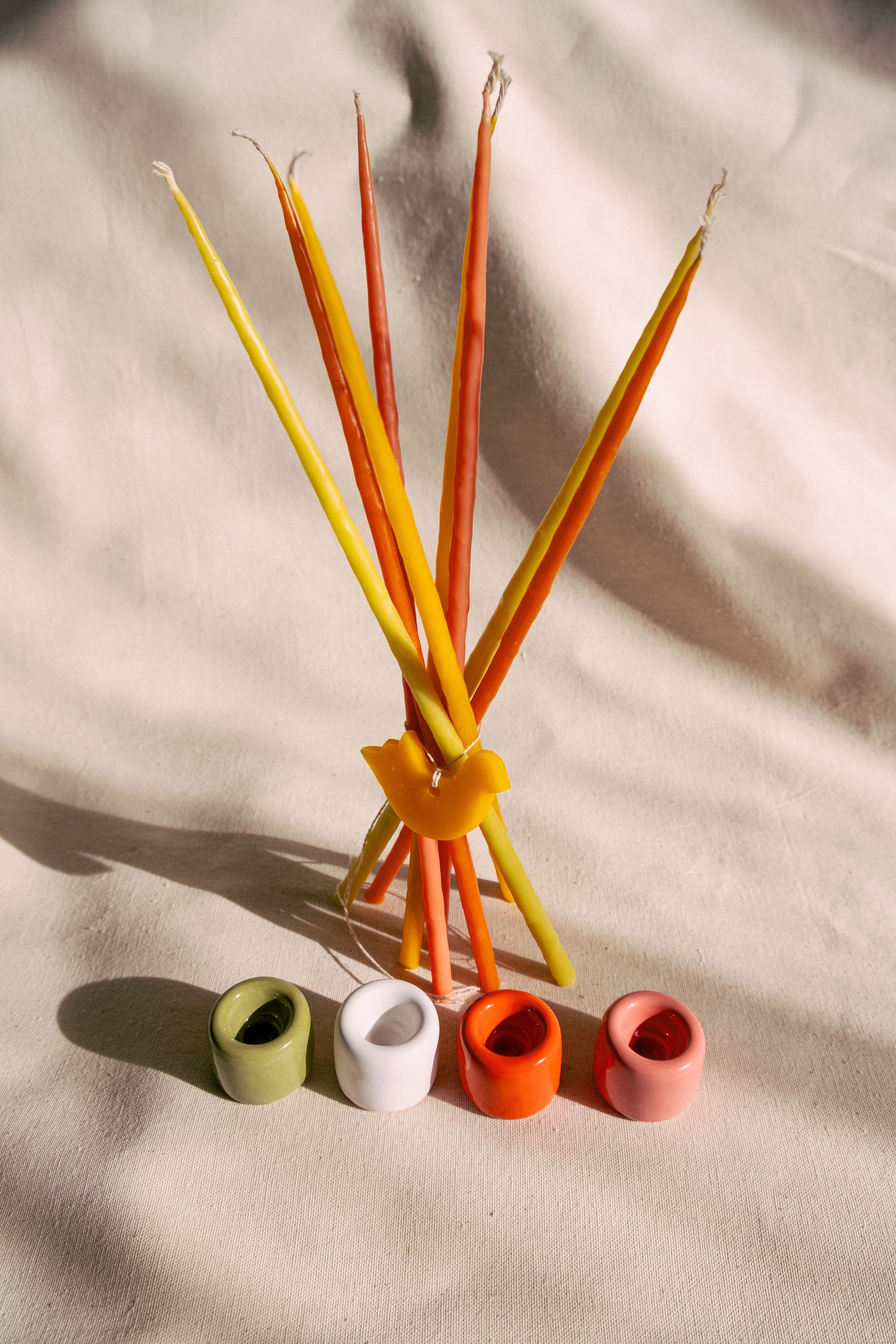 Набір свічок литих з воску та підвіска пташечка 6