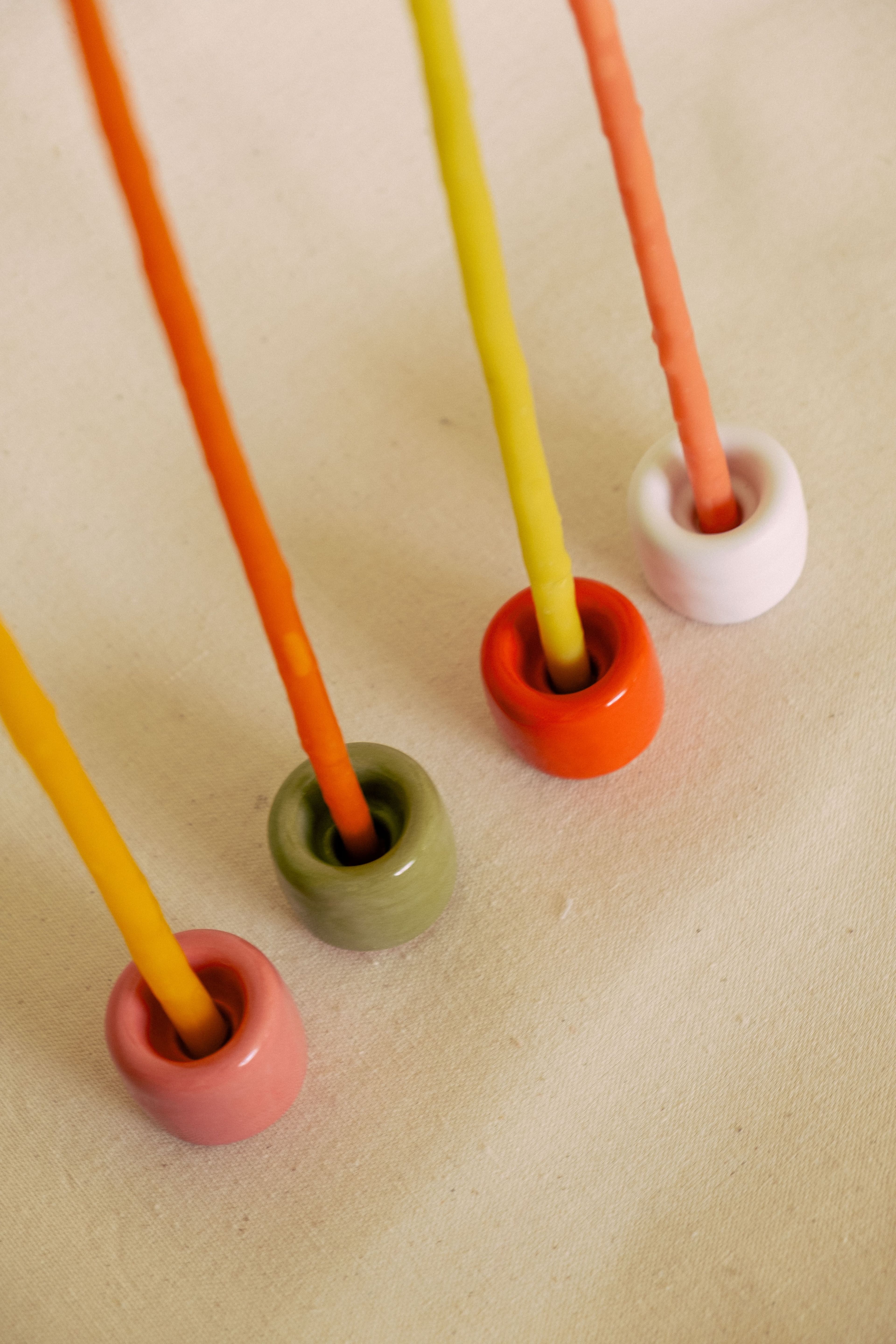 Підсвічник керамічний помаранчевий для свічки 6